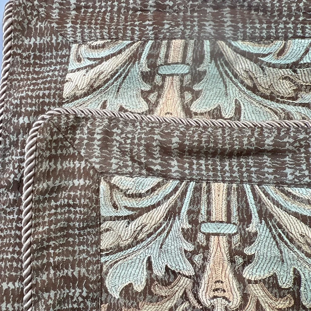 Set Of 5 Noble Excellence King Pillow Shams Multi Damask Tapestry Rolled Cord